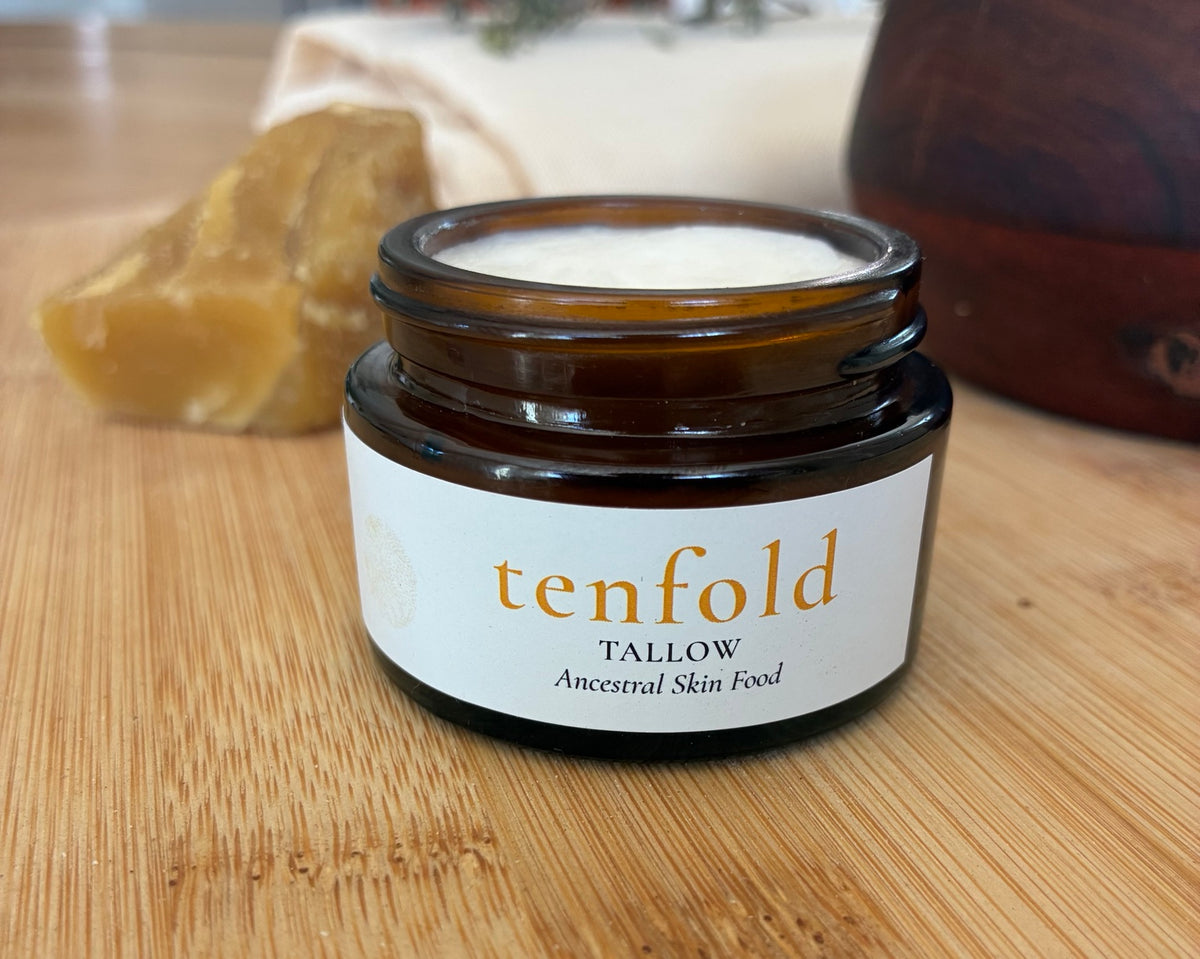 Tenfold Lavender Whipped Face Creme 1 oz amber jar with tallow and beeswax